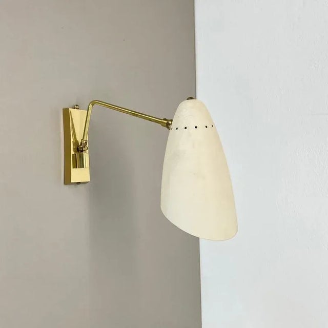 Brass Adjustable Theatre Wall Light in the style of Stilnovo, Italy, 1950s For Sale - Image 3 of 18