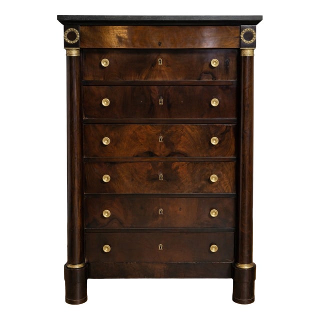 19th Century Empire Week Organizer in Flame Mahogany For Sale