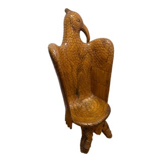 Mid 20th Century Mid Century Hand Carved Eagle/Phoenix Chair With Native Woman For Sale