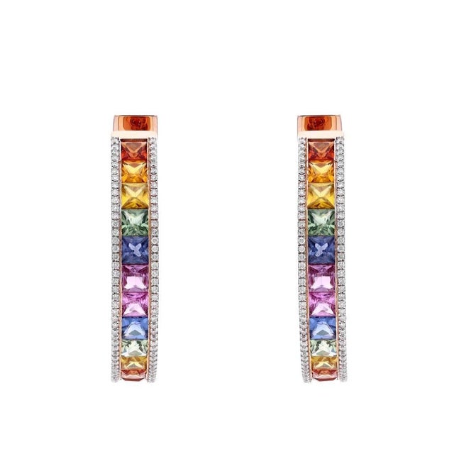 Natural multi sapphire earrings in 18k gold For Sale - Image 18 of 18