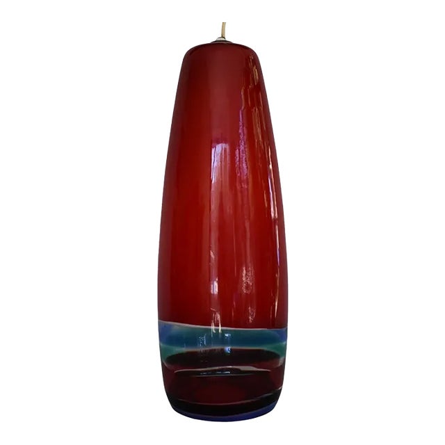 1950s Red With Multicolour Stripes Glass Pendant in the Style of Massimo Vignelli for Venini For Sale