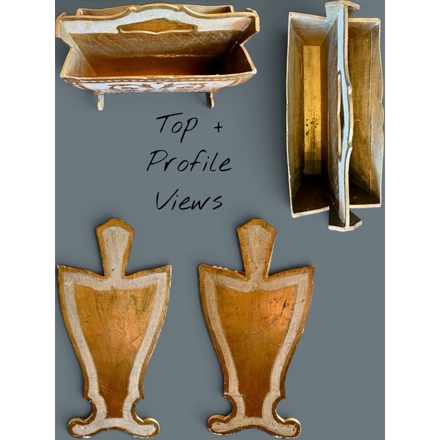 Gold Vintage Italian Florentine Gilt Wood Magazine Rack-Gold-Hollywood Regency-Holder For Sale - Image 8 of 11