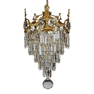 Antique Circa 1910 Double Serpent Wedding Cake Chandelier - Rare For Sale