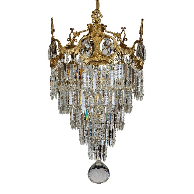 Antique Circa 1910 Double Serpent Wedding Cake Chandelier - Rare For Sale