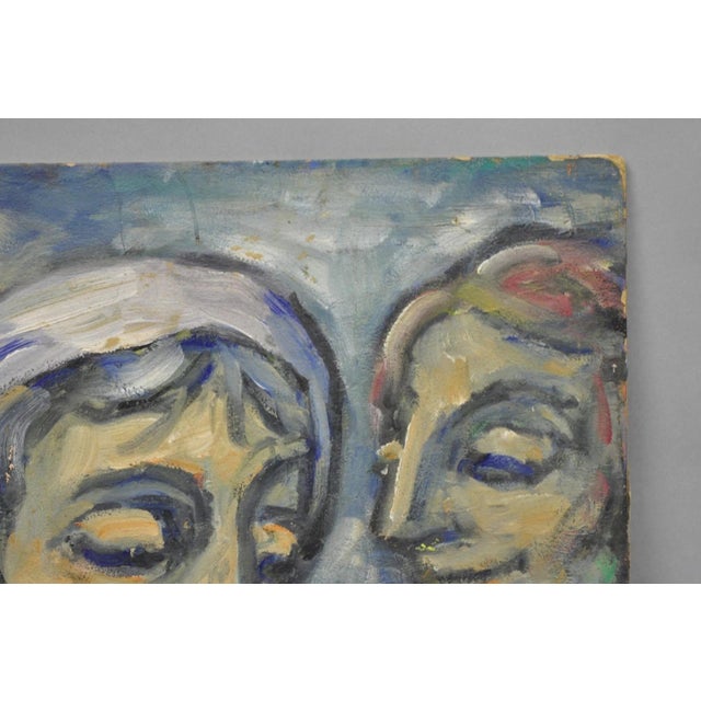 Vintage Samuel Heller "Family Portrait With Child" Oil on Board Painting, Signed For Sale In Philadelphia - Image 6 of 10