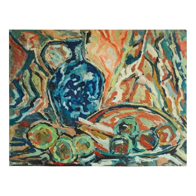 Modernist Scene, Oil on Board, 1960s For Sale