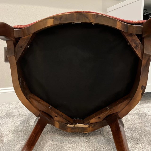 Brick Red 1990s Set of 2 Century Furniture French Provincial Mahogany Captains Chairs For Sale - Image 8 of 13