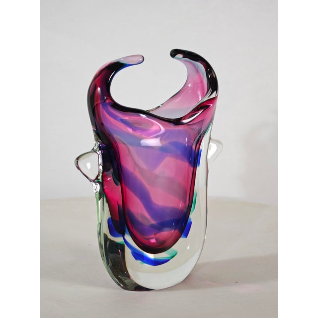 Glass Mid-Century Modern Multicolored Sommerso Glass Vase in the style of Salviati, Italy, 1970s For Sale - Image 7 of 18
