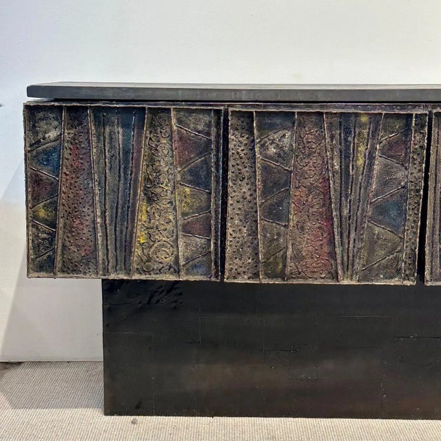 1960s Paul Evans Mid-Century Modern Brutalist Deep Relief Credenza / Sideboard, Signed For Sale - Image 5 of 12