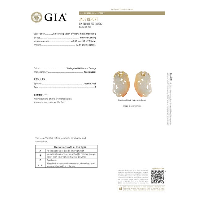 Early 20th Century Gia Certified, Antique Chinese Jade Gold Pendant Goddess Guanyin With Diamond For Sale - Image 9 of 9