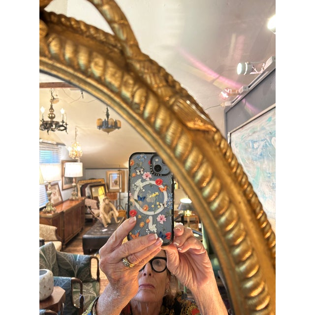 Italian Italian Giltwood Oval Antique Mirror For Sale - Image 3 of 18