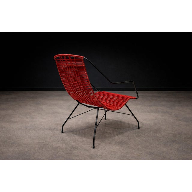 Red Brazilian Modern Red Synthetic Rope and Iron Armchair, Forma, Brazil, 1950s For Sale - Image 8 of 15