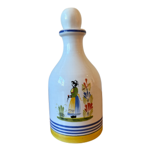 Vintage Italian Pottery Bottle/Cruet in the Quimper Breton Girl Design