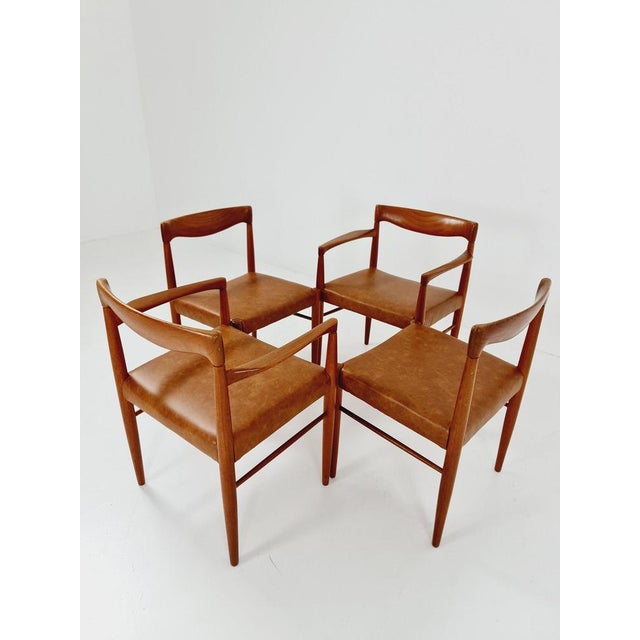 Danish Teak and Congac Faux Leather Dining Chairs by H. W. Klein for Bramin, 1960s, Set of 4 For Sale - Image 11 of 11