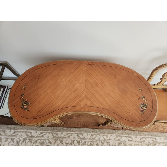 Vintage French Louis XV–Style Kidney-Shaped Desk / Vanity With Chair For Sale - Image 14 of 15