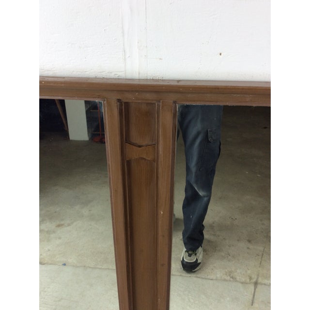 Mid Century Modern Long Rectangular Wall Mirror With Two Glass Panels and Wood Accent For Sale - Image 4 of 18
