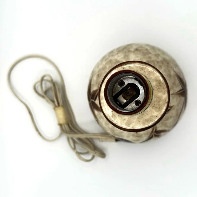 1960s Raymor Bitossi Style Small Hand Painted Italian Ceramic Table Lamp With Drum Shade For Sale - Image 10 of 12