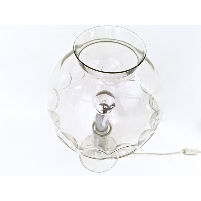 1970s Vintage Italian Steel Table Lamp with Spheric Murano Glass Lampshade, 1970s For Sale - Image 5 of 7
