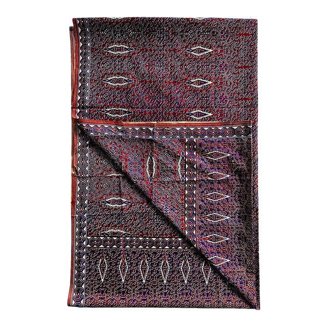 Vintage Malaysian Cotton Batik Fabric, 2 Yards For Sale