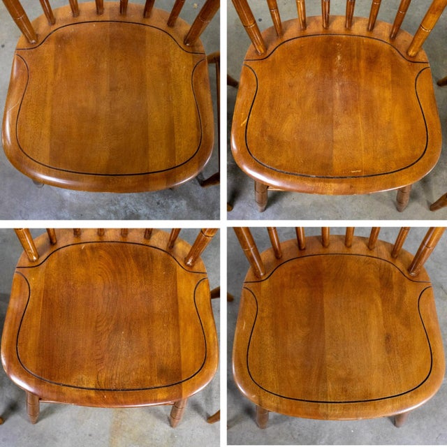 Mid-20th Century Early American Style Dining or Side Chairs Maple Windsor Hitchcock Stamped Set of 4 For Sale - Image 13 of 18