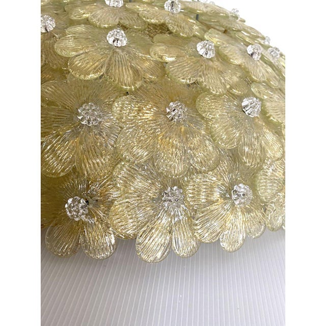 Italian Gold Flower Murano Glass Ceiling Light by Simoeng, in Exhibition Piece conditions. Designed from 2000 Up to 250V...