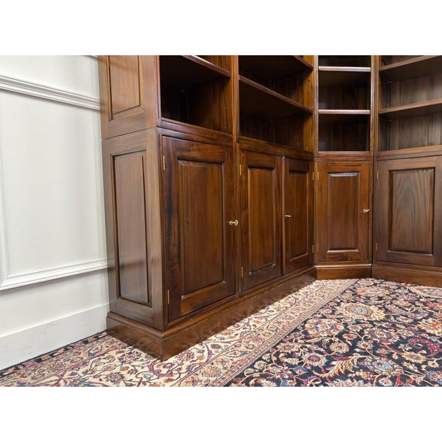 Brown English Corner Bookcase in Teak For Sale - Image 8 of 18