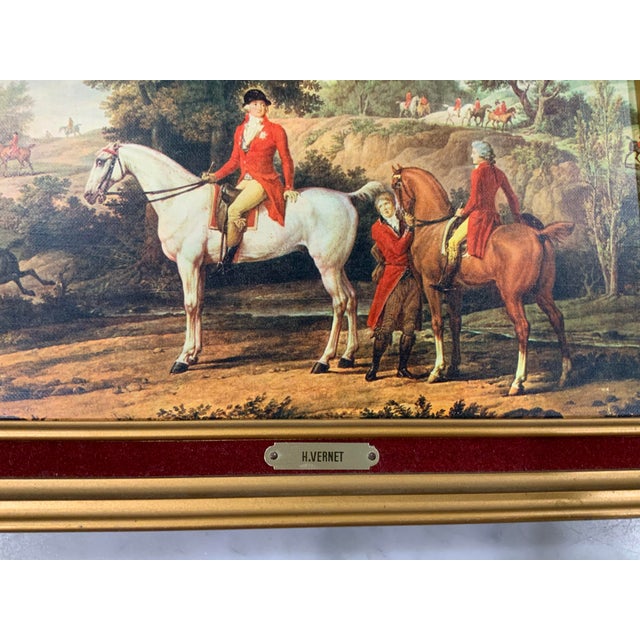 Ralph Lauren Mid 20th Century Ralph Lauren Hunt Print After H. Vernet in Gold Frame With Velvet Liner For Sale - Image 4 of 7