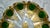 Vintage Pair of Bohemian Moser Style Dishes Etched Emerald & Gold Glass For Sale - Image 9 of 13