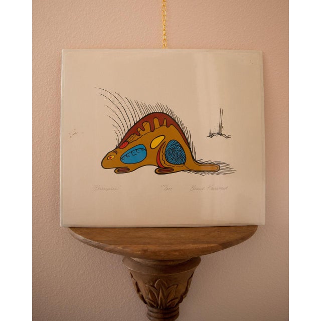 "Porcupine" by Eleanor Kanasawe signed and numbered 141/200. Eleanor Kanasawe is an indigenous artist from Ontario, Canada.