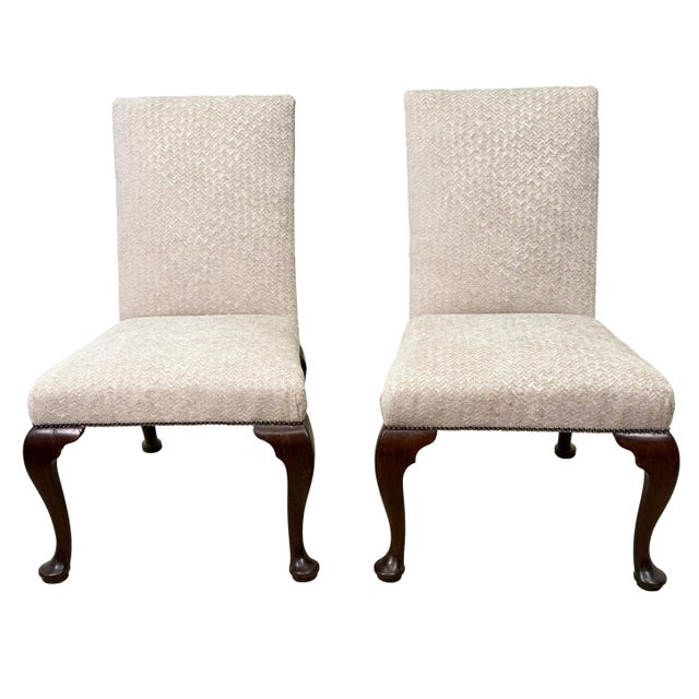 Early 18th Century Georgian Upholstered Walnut Side Chairs, 1720, Set of 2 For Sale - Image 13 of 14
