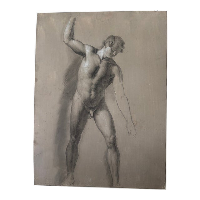 1900s Academic Study Nude Male Florentine School - Unsigned Ink For Sale