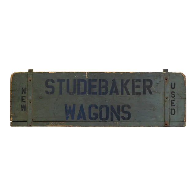 Hand Painted Studebaker Wagons Sign C.1930 For Sale