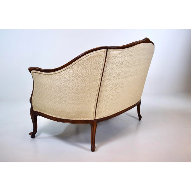 Early 20th Century Louis XV Style Canape Loveseat, Tufted Brocade, Early 20th C. For Sale - Image 5 of 12