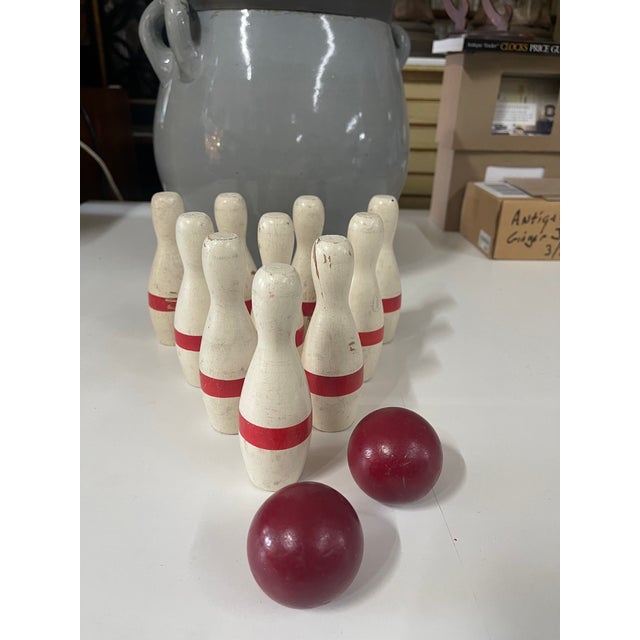 Antique Hand Painted Bowling Game Skittles Set For Sale - Image 12 of 15