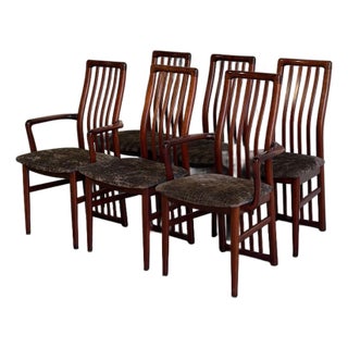 Rosewood High Back Dining Chairs Set of 6 in Style of Schou Andersen Denmark Mid-Century Modern 1960s For Sale