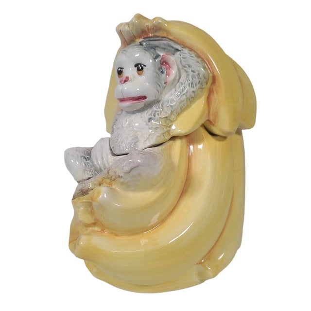 1970's Hand Painted Italian Monkey and Banana Cookie Jar For Sale - Image 12 of 12