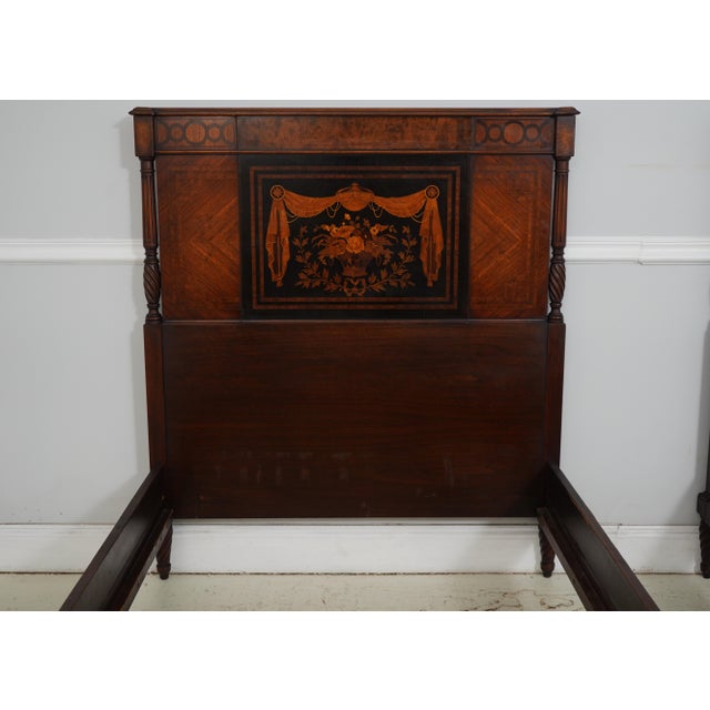 Pair of Inlaid Neoclassical Mahogany Single Beds For Sale - Image 4 of 17
