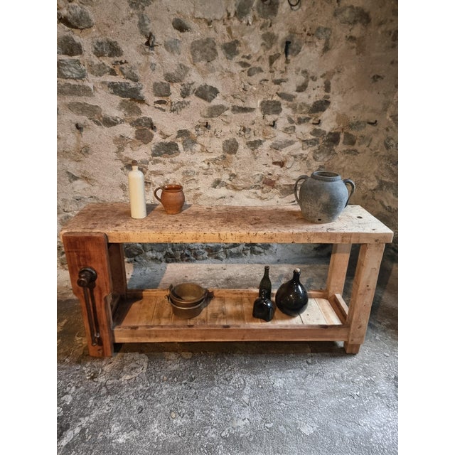 Antique French Workbench in Oak, 1900 For Sale - Image 6 of 18