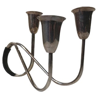Danish Silver-Plated Candleholder by Carl F. Christiansen, 1950s For Sale