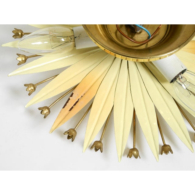 Small Vintage Brass and Metal Sunburst Ceiling Lamp, 1950s For Sale - Image 18 of 18