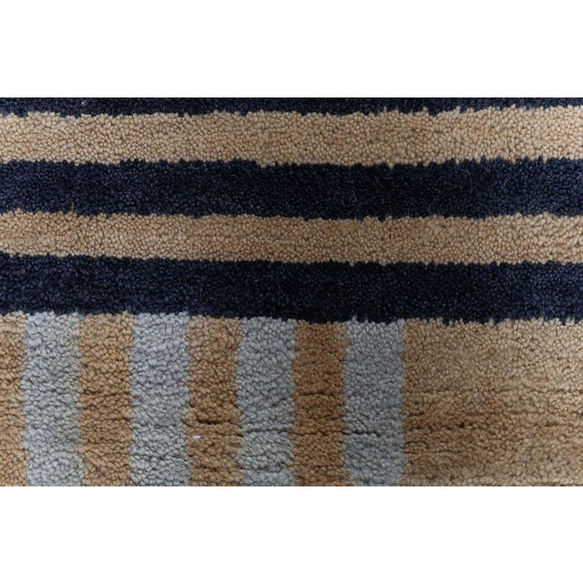 Early 21st Century Modern Art Deco Tan Rug "Skyscape" Bauhaus Patterned Sunset Skyline For Sale - Image 5 of 9