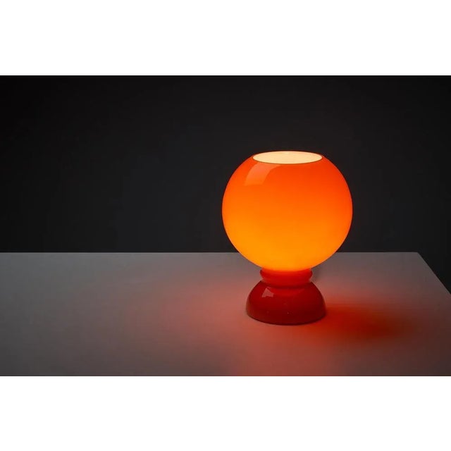 Space Age Orange Full Glass Table Lamp, 1970s For Sale - Image 3 of 8