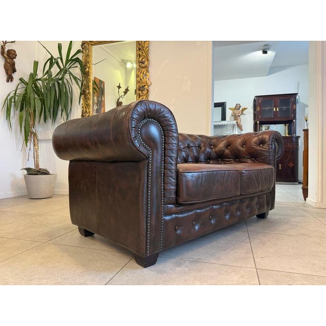 Chesterfield Sofas and Club Chair in Leather, Set of 3 For Sale - Image 11 of 18