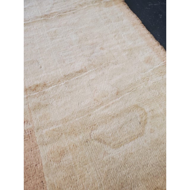 Brown Antique Turkish Angora Oushak Carpet, Handmade Oriental Rug Shrimp, Pink, Ivory For Sale - Image 8 of 18