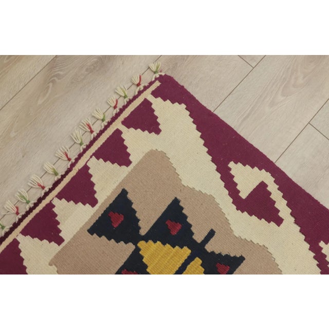 1970s Southwestern Geometric Style Natural Turkish Oushak Kilim Rug For Sale - Image 9 of 13