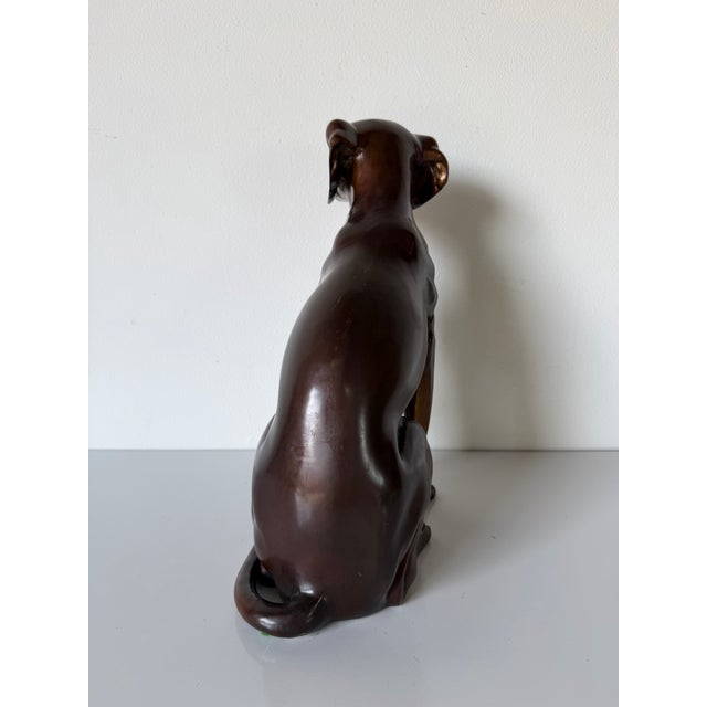 Bronze Vintage Life-Size Bronze Sitting Dog Sculpture For Sale - Image 8 of 12