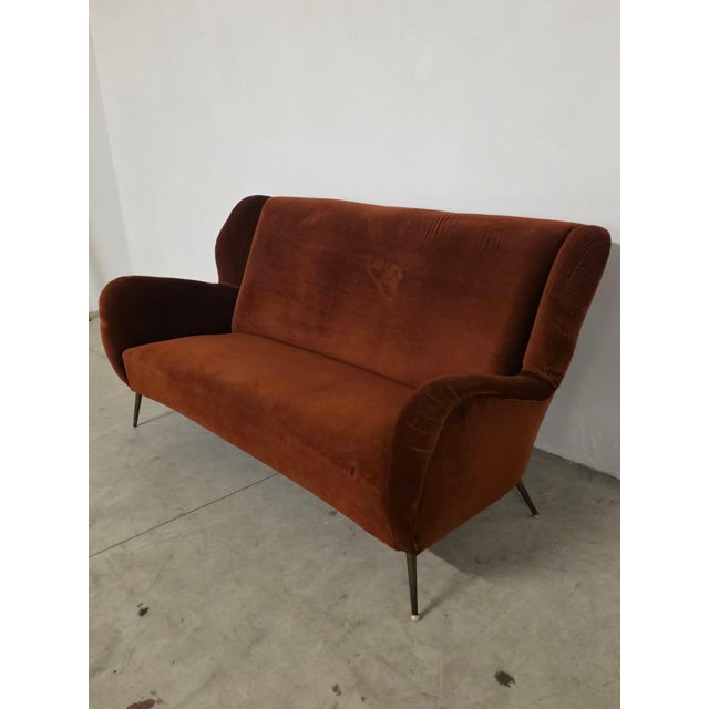 Vintage Italian Velvet Sofa, 1950s For Sale - Image 9 of 11