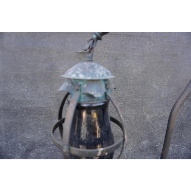 Black 1920s Rustic Wrought Iron Hanging Lantern Floor Lamp For Sale - Image 8 of 8