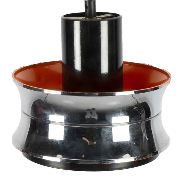 Scandinavian Orange Pendant Lamp in Chrome For Sale - Image 4 of 5