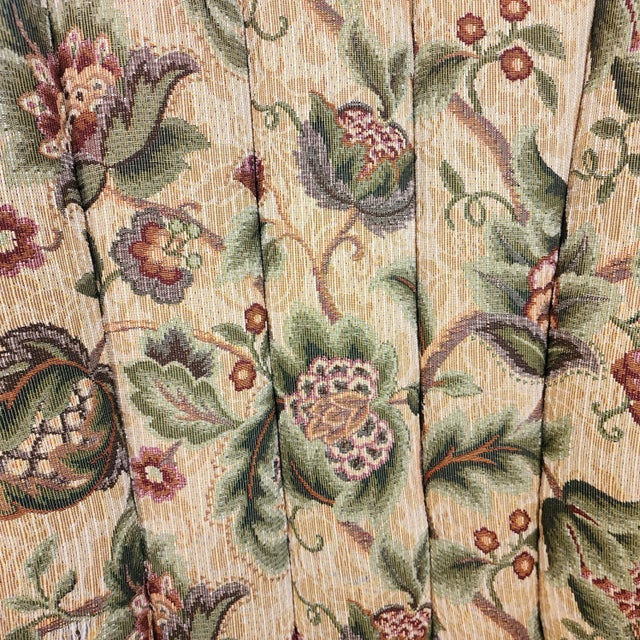 Vintage Woven English Botanical Curved Wingback Chair For Sale - Image 11 of 12